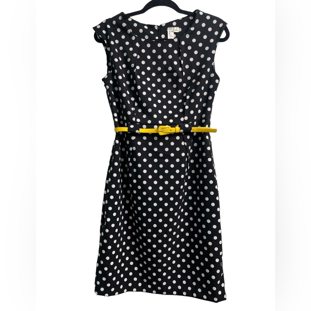 Emma and Michele Women's Black White Polka Dot Twee‎ Dress Size 6